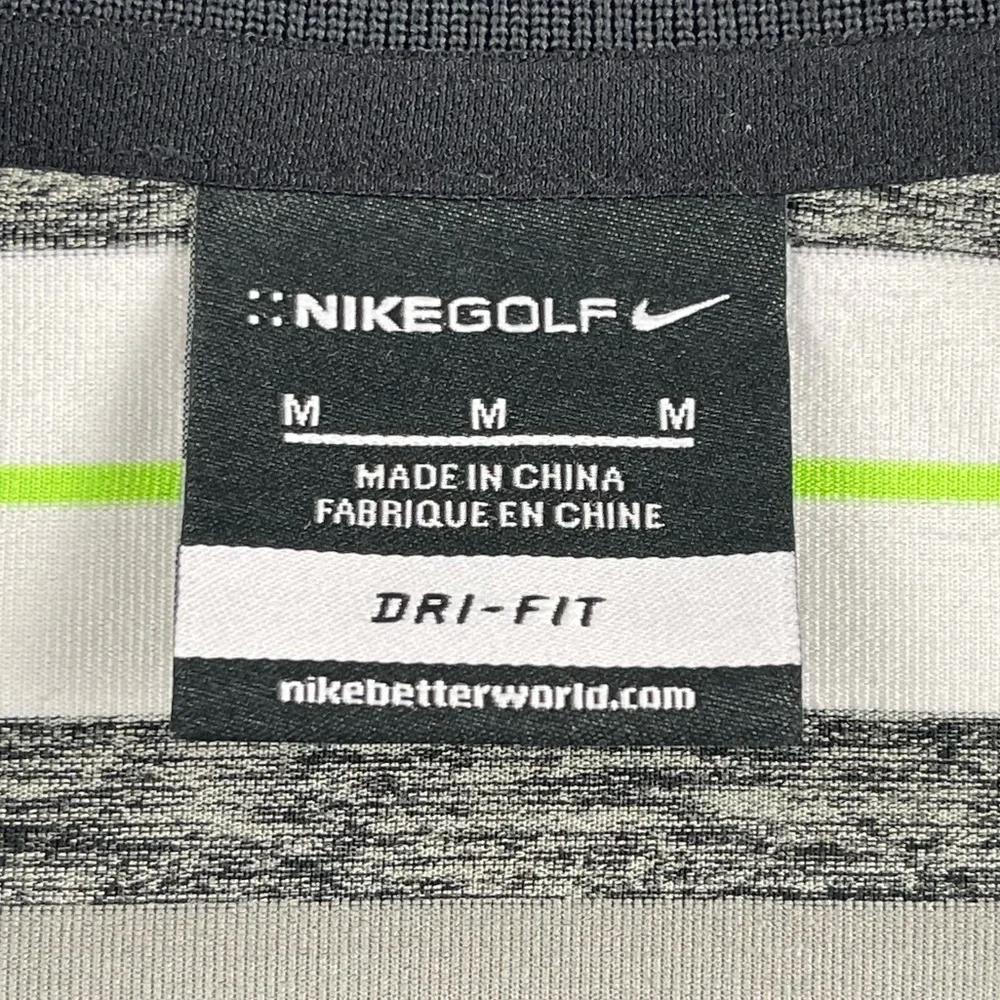 Nike Golf Shirt Mens Medium Polo Black Green White Collared Dry-Fit Athletic‎